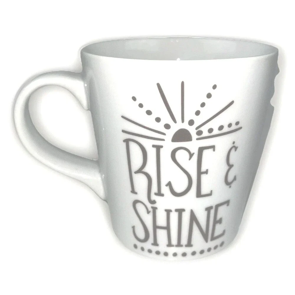 Crate & Barrel Rise And Shine Rooster Coffee Cup Mug Country Farmhouse 16oz